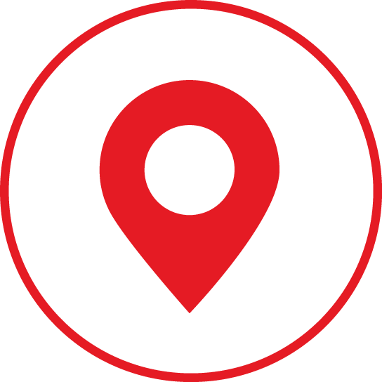 Circular icon with a location icon in the centre